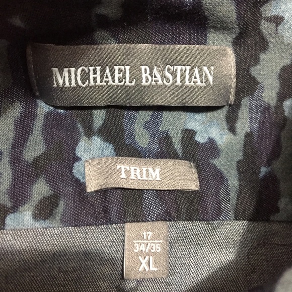 NEW Michael Bastian Blue Camo Button Front Trim Fit Mens Size XL - Picture 3 of 9